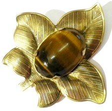 broche bijou vintage feuille
