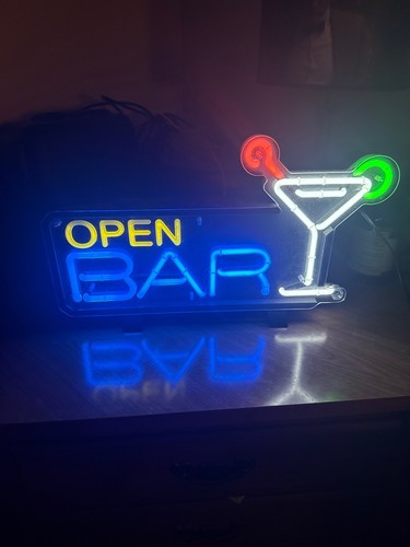 Vintage Neon Open Bar Sign