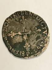 Rare Double sol parisis Henri III 1582 P Dijon TB+