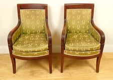 Paire bergères fauteuils Ier Empire acajou sièges XIXème siècle