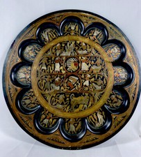 Vintage North African Art Brass/Silver Mixed Metal Wall HangingTray