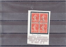 FRANCE - Cachets sur bloc de 4 du 10 centimes rouge 1913 - à étudier