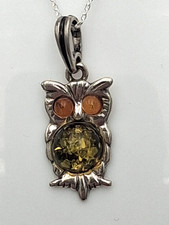 Pendentif Hibou En Ambre 925