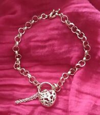 Joli Bracelet Femme - Or Jaune Gold filled 9 k - Long. 24cm - Pendentif Coeur