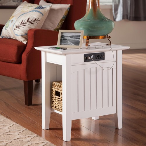 White Chairside End Table