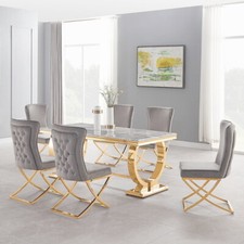 Table à Manger Or Inox Marbre