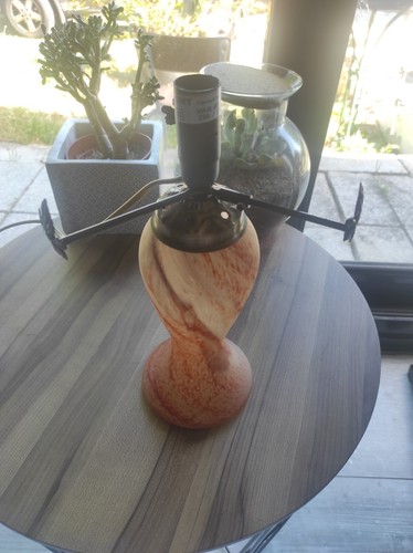 Lampe table verre orange - en,