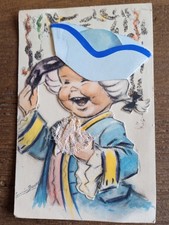 carte postale Germaine BOURET avec découpi et dentelle et paillettes