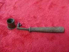Doseur à poudre et plomb pour munitions, en bois et cuivre