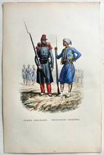 gravure couleur LÉGION ÉTRANGÈRE tirailleurs indigènes armée militaria uniforme