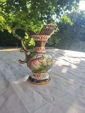 Joli Vase Type Aiguière en Céramique Oiseau Artiste H.Bequet Quaregnon Belgique