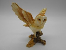 BOITE A BIJOUX FIGURINE / STATUETTE  " HIBOU / CHOUETTE  EN MÉTAL ÉMAILLÉ .