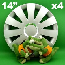 Enjoliveurs 14" Beat ★ 4 pièces ★ ARGENT pour CITROËN C1 C2 Saxo KIA Rio Picanto