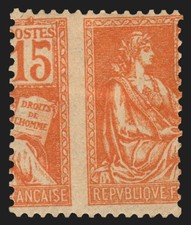n°117, variété "piquage à cheval", Mouchon 15c orange, neuf * SUPERBE D'ASPECT