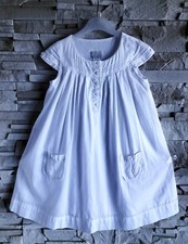 CYRILLUS - ROBE COTON FILLE BLANCHE STYLE BOHÈME CHIC VISUEL FINES RAYURES 6A