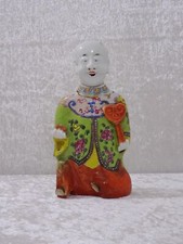 Antique Chinois Porcelaine Figurine Riant Homme Vintage À 1900 Défecteux 17,5 CM