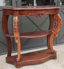 Ancienne Console Galbée Napoléon III Bois Sculpté/Ancien Meuble D Appoint 