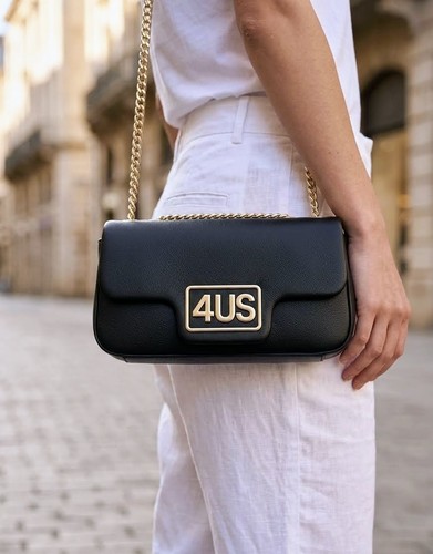 Borsa donna nero pelle 4us - borsa,