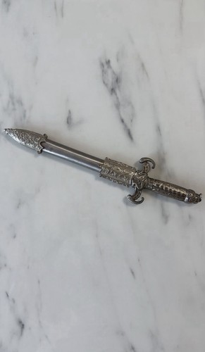 Ornate silver tone dagger - ornate,