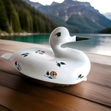 canard en porcelaine allemande signée peinte main