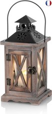 Sziqiqi Lanterne en Bois Bougeoir Vintage Lanternes à Bougie Décorative pour R
