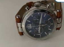 Montre Herbelin modèle Newport, écran bleu bracelet marron