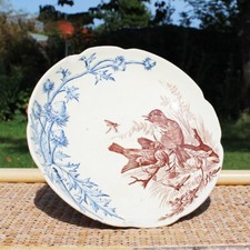 Ancien compotier en faïence de Clairefontaine / sanejuand Chardons / Accidenté