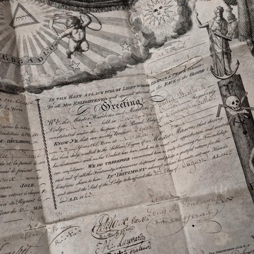 Superbe certificat maçonnique
