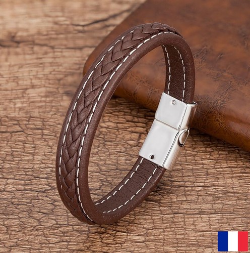 Bracelet cuir corde tressée - cuir,