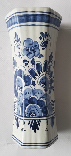 Ancien vase hexagonal bleu - vase,