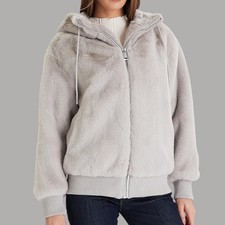 Guess Veste Écologique En Fourrure Grise Avec Capuche LUCREZIA W5BL66W3890G9A8