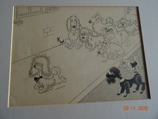 DUBOUT - DESSIN ORIGINAL - LES CHIENS -  1947-1950 - ENCADRE