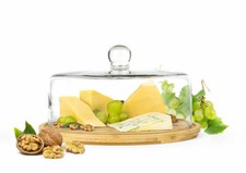 Cloche de Fromage Avec Planche à Découper 28cm en Verre Capot Dôme à Gâteau