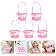  5 Pcs Couffins Panier De Rangement Tressé Fleurs Pour Fille Tissé