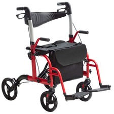 VEVOR Déambulateur roulant rollator fauteuil de transport pliable 2en1 aluminium