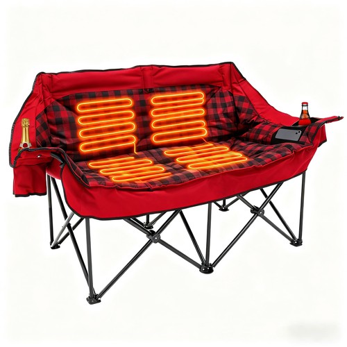 Heated double camping chair - heated,