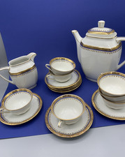 Service à café porcelaine Limoges décor bleu cobalt et or – style Empire