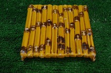 ANCIEN DESSOUS DE PLAT CÉRAMIQUE FAÏENCE DE  VALLAURIS IMITATION BOIS BAMBOU