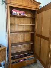 Armoire rangement chambre 1 porte avec glace  en merisier et tiroir en bas