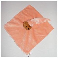 Doudou plat ours orange saumon