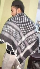 Écharpe Shemagh Keffieh Noir Combinaison Original Jenin Marque Coton...