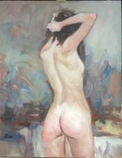 Jeune Femme Nue -huile/ toile 50x65-signée   Alan-Oil painting nude woman