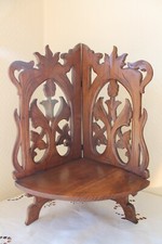 ancienne étagère d'angle - bois découpé sculpté - pliable