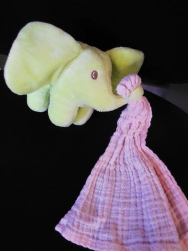 Doudou peluche éléphant vert - peluche,