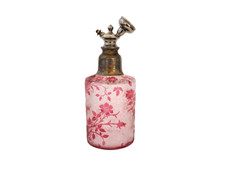 Flacon vaporisateur parfum ancien cristal de Baccarat gravé à l'acide églantier