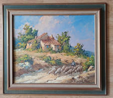 Grande huile sur panneau signée Fortuné Car