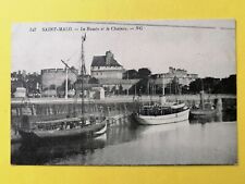 cpa 35 - ST MALO Le BASSIN et le CHÂTEAU Bateau Chalutier Toueur à René BELIARD