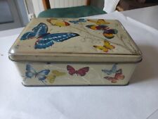 Boite en fer ancienne rectangulaire décor papillons boite à sucre