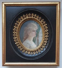 Beau portrait miniature de jeune femme - France - fin 19e/début 20e siècle