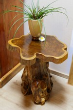 Bois Table D'Appoint Exotique en Bois de Teck Table Racine Rustique Salon Neuf